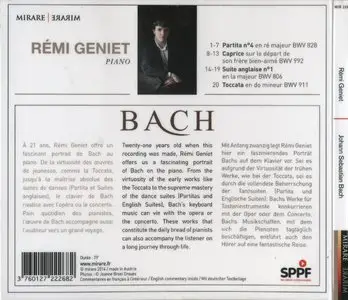 Remi Geniet - J.S.Bach - Partita No.4, Caprice, Suite Anglaise No.1, Toccata en do mineur (2015) {Mirare}