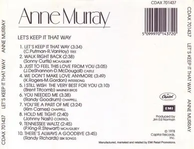 Anne Murray - Let's Keep It That Way (1978) [1988, Reissue]