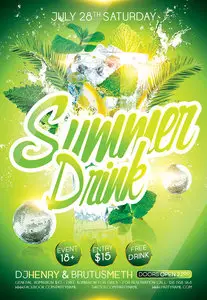 Summer Drink - Flyer PSD Template plus Facebook Cover