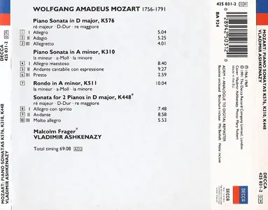 Vladimir Ashkenazy, Malcolm Frager - Wolfgang Amadeus Mozart: Piano Sonatas, Sonata for 2 pianos (1991)