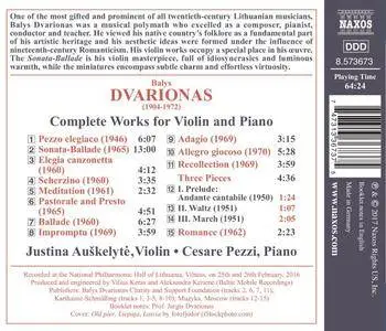 Justina Auškelytė & Cesare Pezzi - Dvarionas: Complete Works for Violin & Piano (2017)