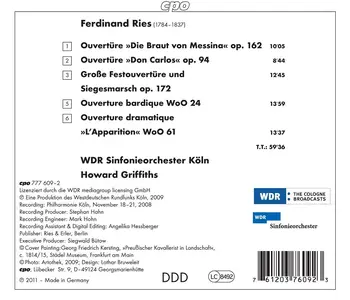 Howard Griffiths, WDR Sinfonieorchester Köln - Ferdinand Ries: Concert Overtures (2011)