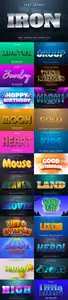 Set 3d editable text style effect vector vol 32