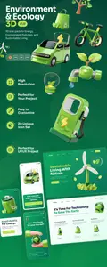 Greeny - Environment & Ecology 3D Icon Set Model