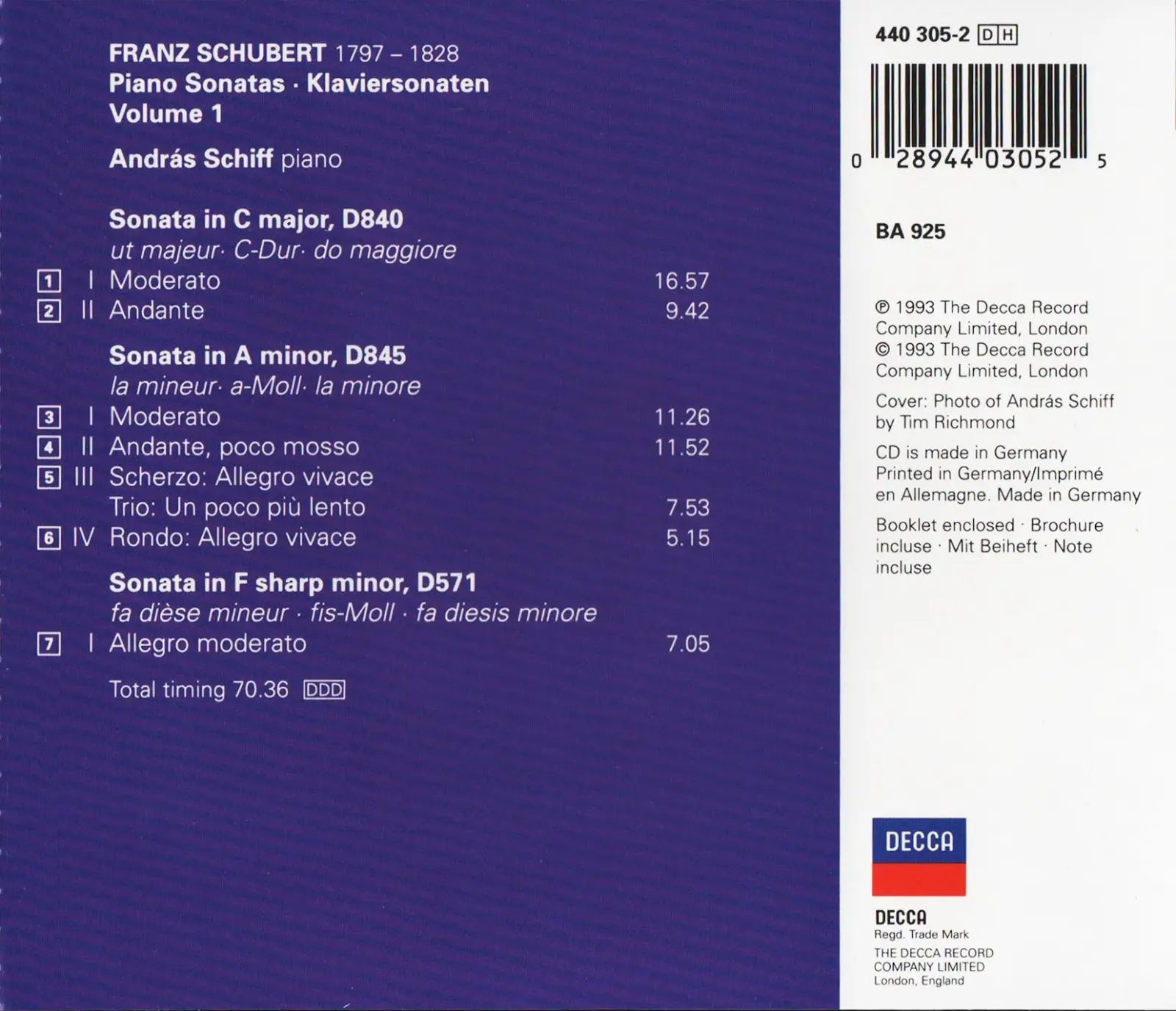 András Schiff - Schubert: Piano Sonatas, Vol.1 (1993) / AvaxHome