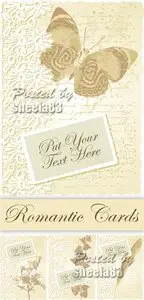 Beige Romantic Cards Vector