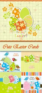 Cute Easter Cards Vector