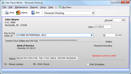 Starre Enterprises Star Check Writer 4.30