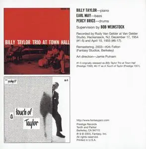 Billy Taylor - Billy Taylor Trio with Earl May & Percy Brice (1954-1955) {Prestige PRCD 24285-2 rel 2003}