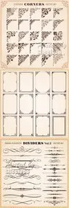 Vintage Frames, Corners, Dividers Vector