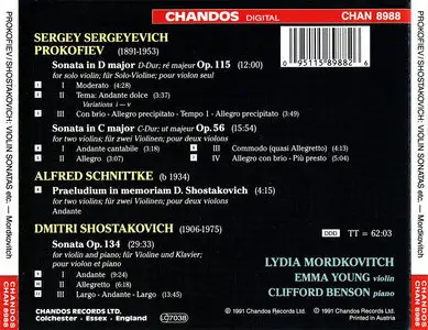Lydia Mordkovitch, Emma Young, Clifford Benson - Sergey Prokofiev, Dmitri Shostakovich, Alfred Schnittke: Violin Sonatas (1991)