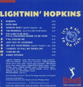 Lightnin' Hopkins - It's A Sin To Be Rich