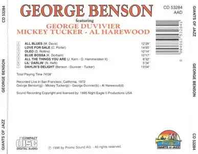 George Benson - San Francisco, 1972 (1996) {Giants Of Jazz CD 53284}