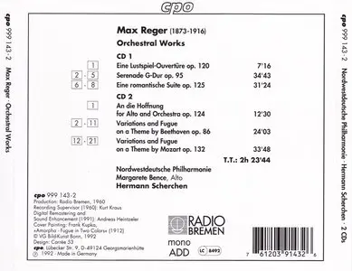 Max Reger - Scherchen conducts Reger - Margarete Bence, Nordwestdeutsche Philharmonie [2CD] (1995)