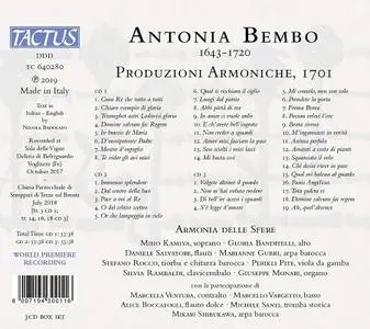Armonia delle Sfere - Antonia Bembo: Produzioni Armoniche, 1701 (2019)