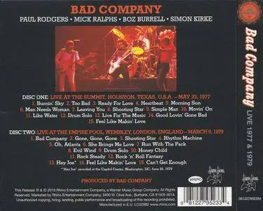 Bad Company - Live 1977 & 1979 (2016) {2CD Set, Rhino--Swan Song 081227952334}