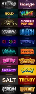 Set 3d editable text style effect vector vol 68