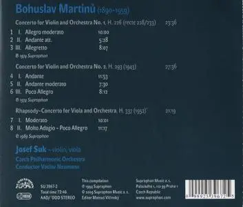 Josef Suk, Czech Philharmonic Orchestra, Vaclav Neumann - Martinu: Violin Concertos, Rhapsody-Concerto (2009) (Repost)