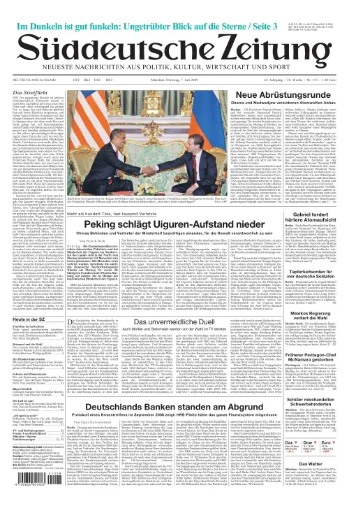 Sueddeutsche Zeitung vom 07.07.2009