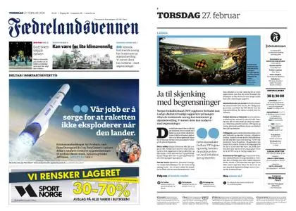 Fædrelandsvennen – 27. februar 2020