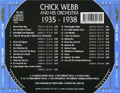 Chick Webb & His Orchestra - 1935-1938 (1990) [Classics Records, Classics 517]