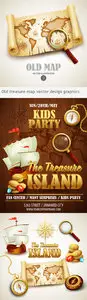 Old Treasure Map Vector Design Graphics