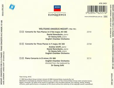 Daniel Barenboim, Andras Schiff, Sir Georg Solti, English CO - Mozart: Piano Concertos K 242, 365, 466 (1990) Reissue 2006