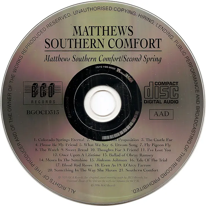 Matthews Southern Comfort - Matthews Southern Comfort '69 + Second Spring '70 (1996) 2 LP in 1 CD