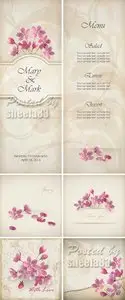 Vintage Flowers Cards Vector 2