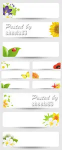 White Banners with Flowers Vector
