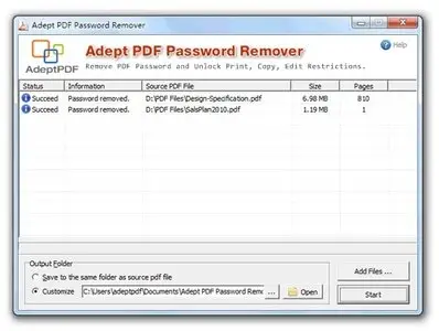 Adept PDF Password Remover 3.50
