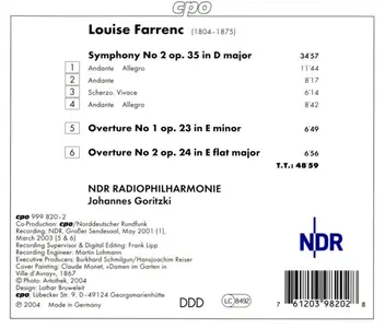 Johannes Goritzki, NDR Radiophilhamonie - Louise Farrenc: Symphony 2, Overtures 1 & 2 (2004)