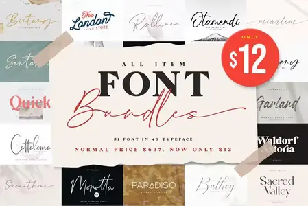 All Item Font Bundles - 51 Premium Fonts