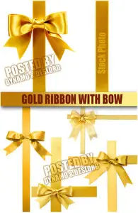Gold ribbon with bow - UHQ Stock Photo