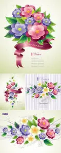 Spring Flowers Cards Vector 2