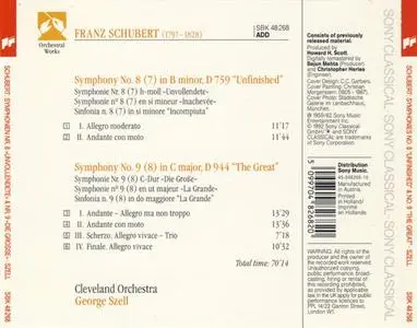 George Szell, Cleveland Orchestra - Schubert: Symphonies No. 8 "Unfinished" & No. 9 "The Great" (1992)