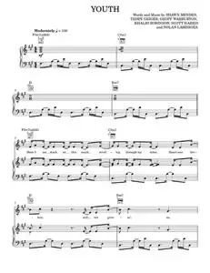 Youth - Khalid Robinson, Shawn Mendes, Shawn Mendes feat. Khalid (Piano-Vocal-Guitar)