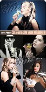 Glamour girl with martini 2 - Stock Photo