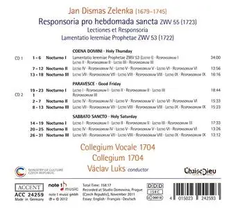 Vaclav Luks, Collegium 1704 - Jan Dismas Zelenka: Responsoria pro hebdomada sancta; Lamentatio Ieremiae Prophetae (2012)