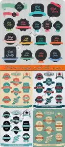 Label and badges with ribbon vector 3