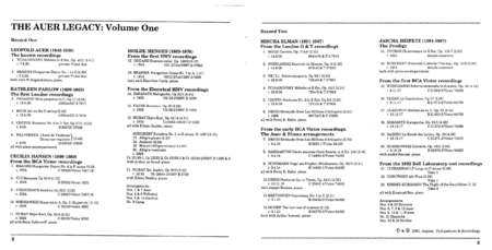 The Auer Legacy /Katheleen Parlow,  Misha Elman, Cecilia Hansen, Isolde Menges, Jascha Heifetz  (1991)