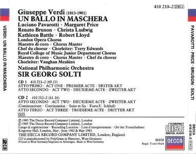 Luciano Pavarotti, Renato Bruson, Margaret Price, Georg Solti - Verdi: Un Ballo in Maschera (1985)