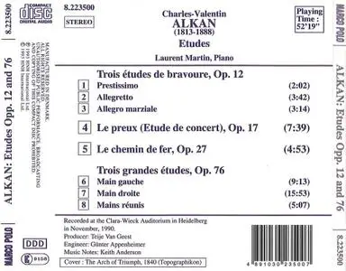 Laurent Martin - Charles-Valentin Alkan: Etudes Opp. 12 & 76; Le preux; Le chemin de fer (1993)