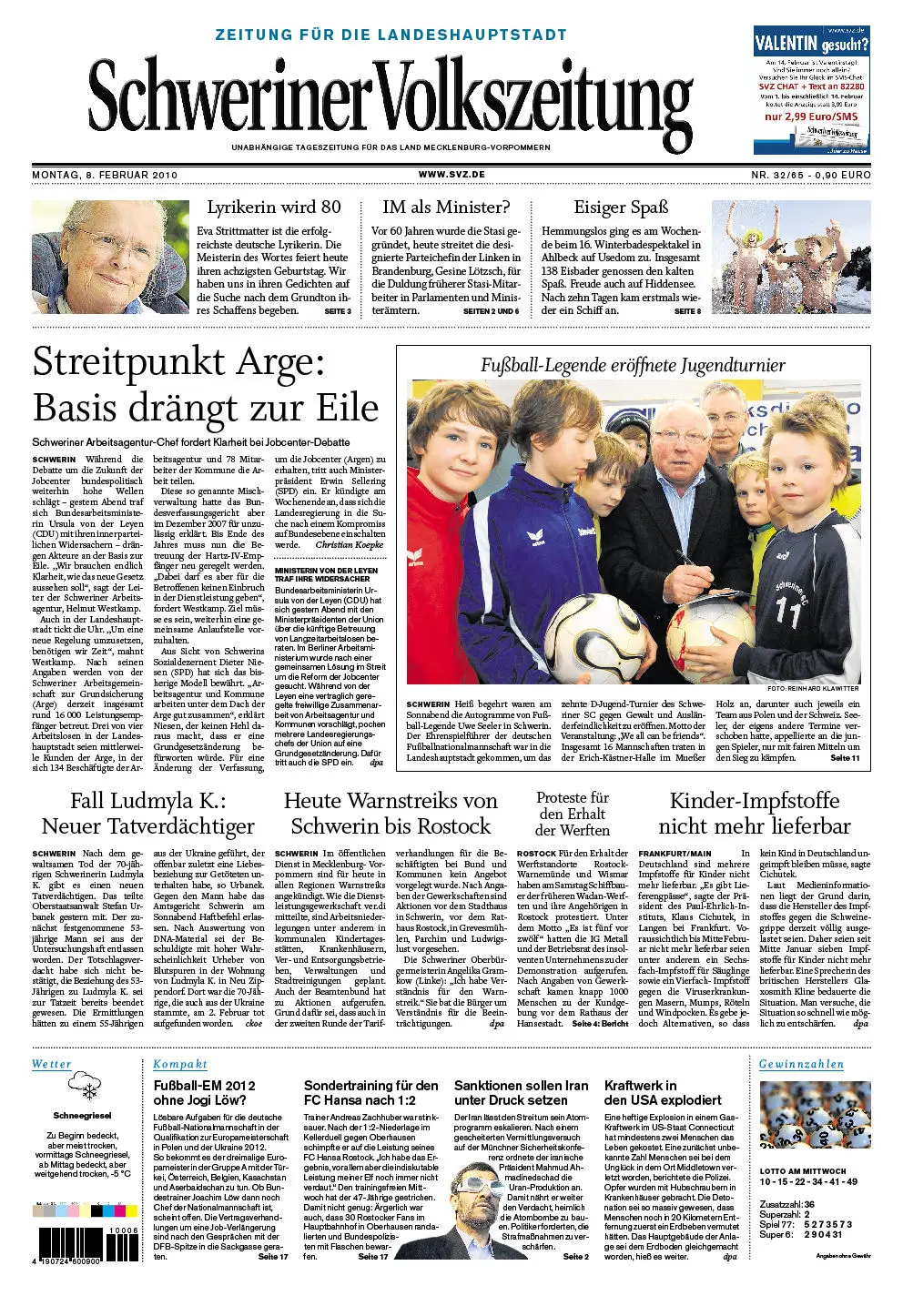 Schweriner Volkszeitung 08.02.2010 (Ausgabe Stadt Schwerin)