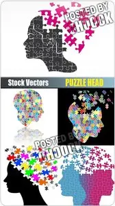 Puzzle head - Stock Vector