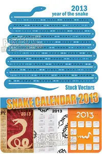 Snake calendar 2013 - Stock Vectors