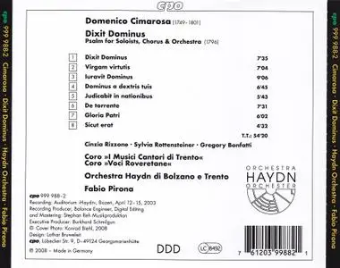 Fabio Pirona, Orchestra Haydn di Bolzano e Trento - Domenico Cimarosa: Dixit Dominus (2008)