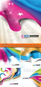 Colored waves and curves design vector