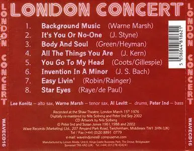 Lee Konitz & Warne Marsh - London Concert (1976) {Wave Records WAVECD16 rel 2002}