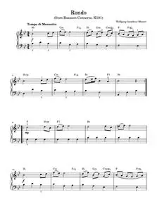 Rondo From Bassoon Concerto, K191 - Wolfgang Amadeus Mozart (Piano-Vocal-Guitar (Piano Accompaniment))